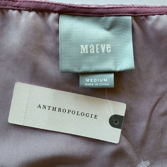 NWT Anthropologie Maeve Velvet Cut Out Camisole Scallop Edge Top in Mauve Pink M - Picture 10 of 15